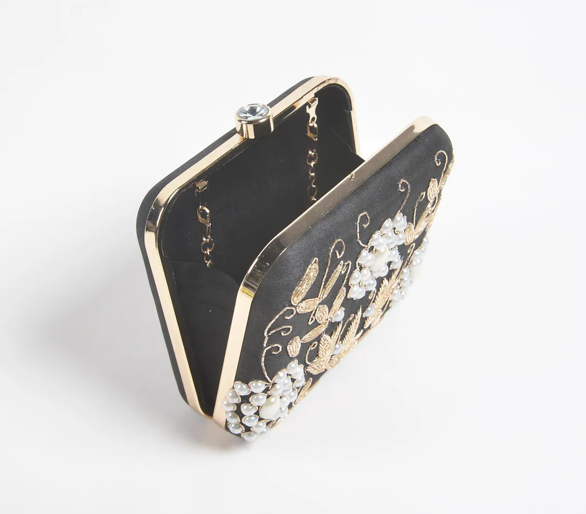 Embroidered Glass Beads Ornate Clutch Bag
