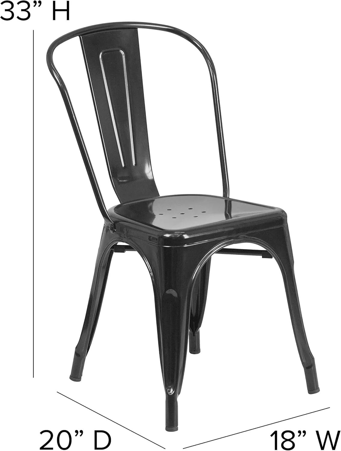 EMMA   OLIVER 4 Pack Black Metal Indoor-Outdoor Stackable Chair - Restaurant Chair - Bistro Chair