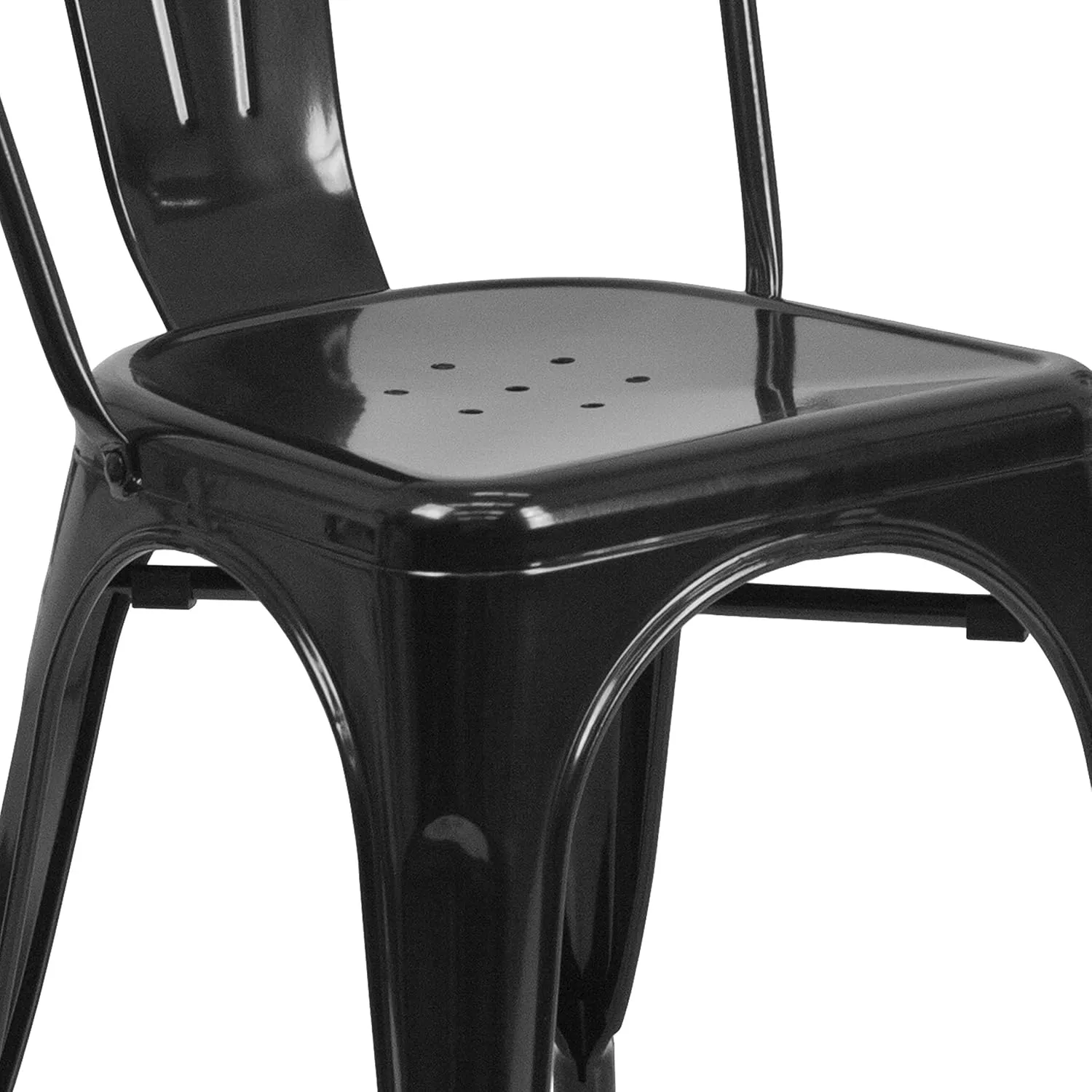 EMMA   OLIVER 4 Pack Black Metal Indoor-Outdoor Stackable Chair - Restaurant Chair - Bistro Chair
