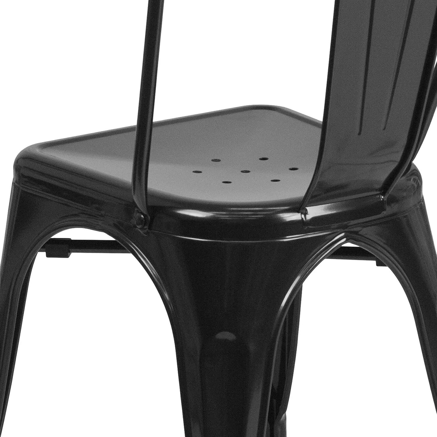 EMMA   OLIVER 4 Pack Black Metal Indoor-Outdoor Stackable Chair - Restaurant Chair - Bistro Chair
