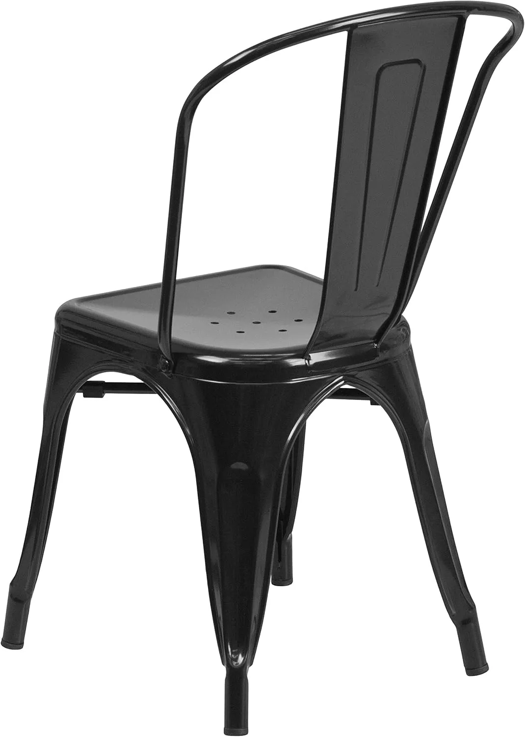 EMMA   OLIVER 4 Pack Black Metal Indoor-Outdoor Stackable Chair - Restaurant Chair - Bistro Chair