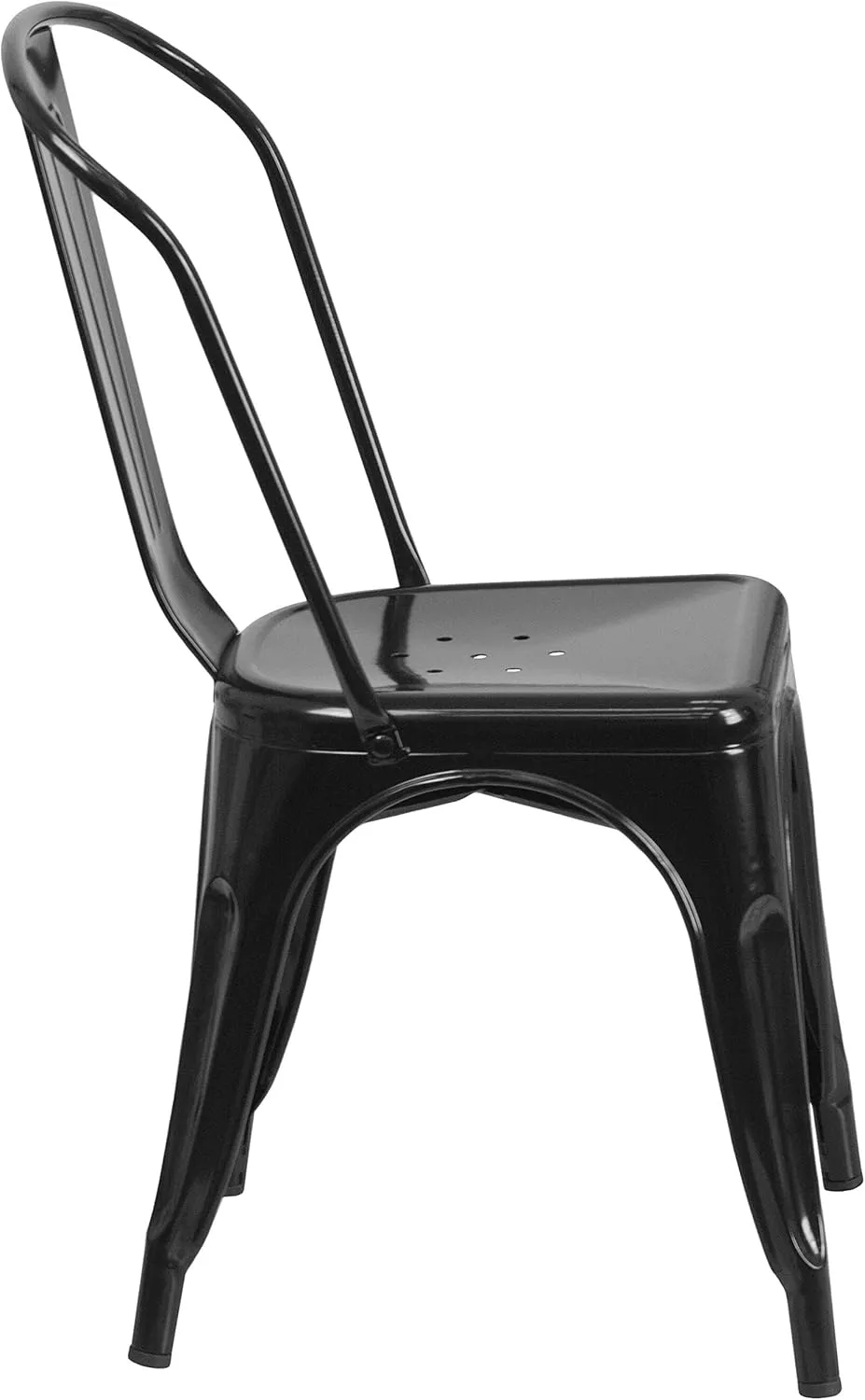EMMA   OLIVER 4 Pack Black Metal Indoor-Outdoor Stackable Chair - Restaurant Chair - Bistro Chair