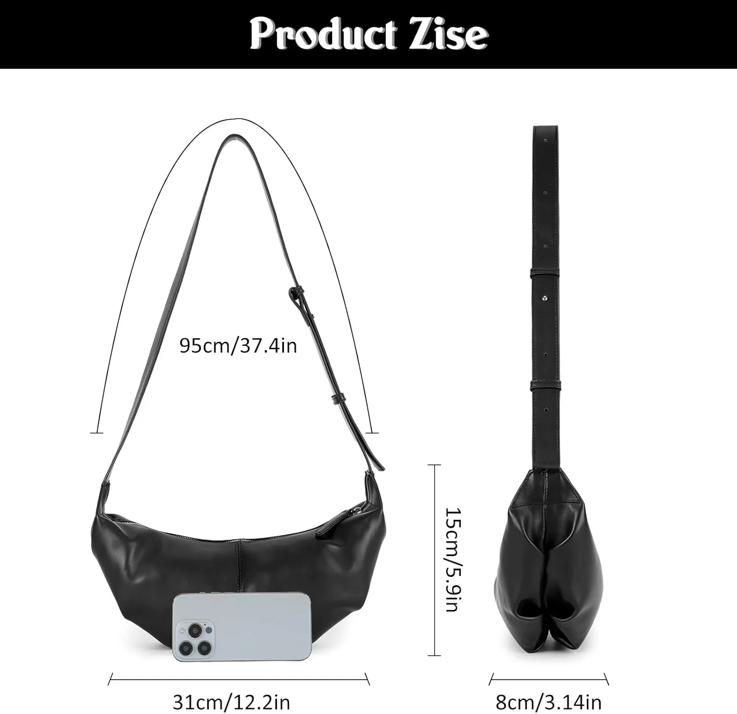 Emprier Crescent Crossbody Bag for Women PU Leather Dumpling Shoulder bag Trendy Hobo Purse