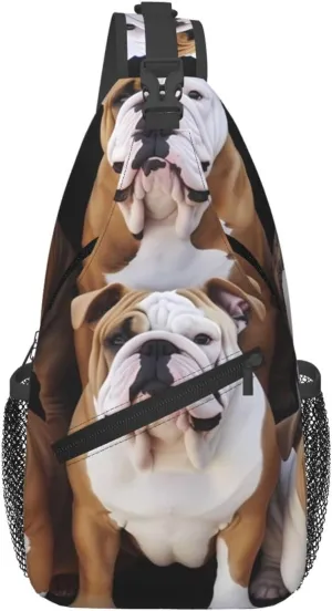 English Bulldogs Crossbody Bags for Men Women Fashion Sling Backpack Casual Chest Bag Travel Hiking Daypack