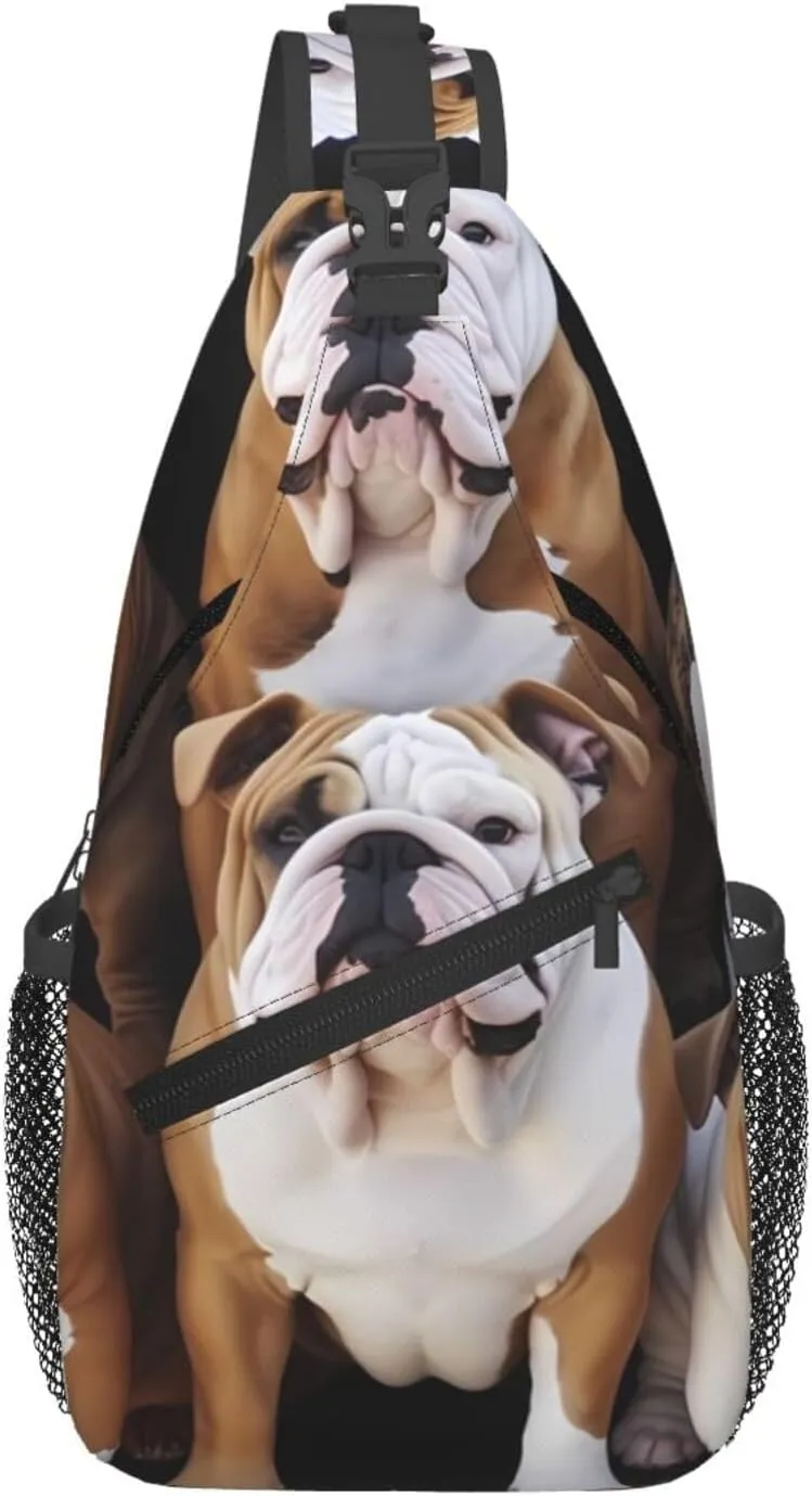 English Bulldogs Crossbody Bags for Men Women Fashion Sling Backpack Casual Chest Bag Travel Hiking Daypack