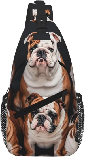 English Bulldogs Sling Bag For Women Men Travel Hiking Backpack Crossbody Shoulder Chest Bags Casual Daypack