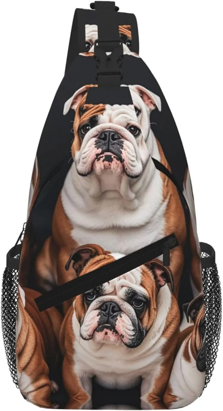 English Bulldogs Sling Bag For Women Men Travel Hiking Backpack Crossbody Shoulder Chest Bags Casual Daypack