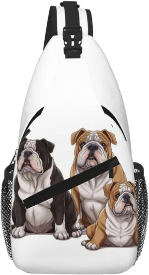 English Bulldogs Sling Bag For Women Men Travel Hiking Backpack Crossbody Shoulder Chest Bags Casual Daypack