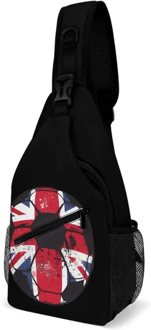 English Flag Soccer Football Printed Crossbody Bags Casual Sling Backpack with Adjustable Strap for Women Men