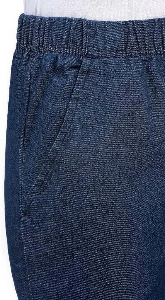 EOM Womans Pull On Side Pockets Full Elastic Waist Jeans