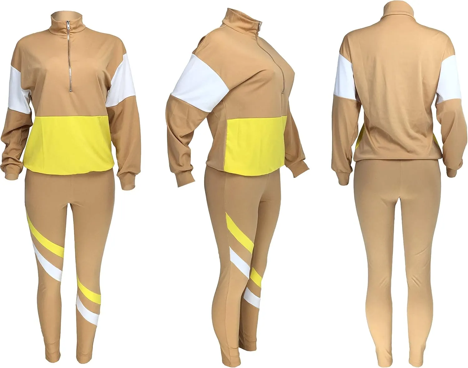 EOSIEDUR Women's Two Piece Outfits Zip Top Jacket and Elastic Waistband Pant Women Sweatsuit Tracksuit Sets