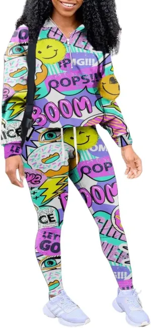 EOSIEDUR Women's Two Piece Outfits Zipper Jacket Pullover and Elastic Waistband Pants with Pockets Sweatsuit Tracksuit Sets