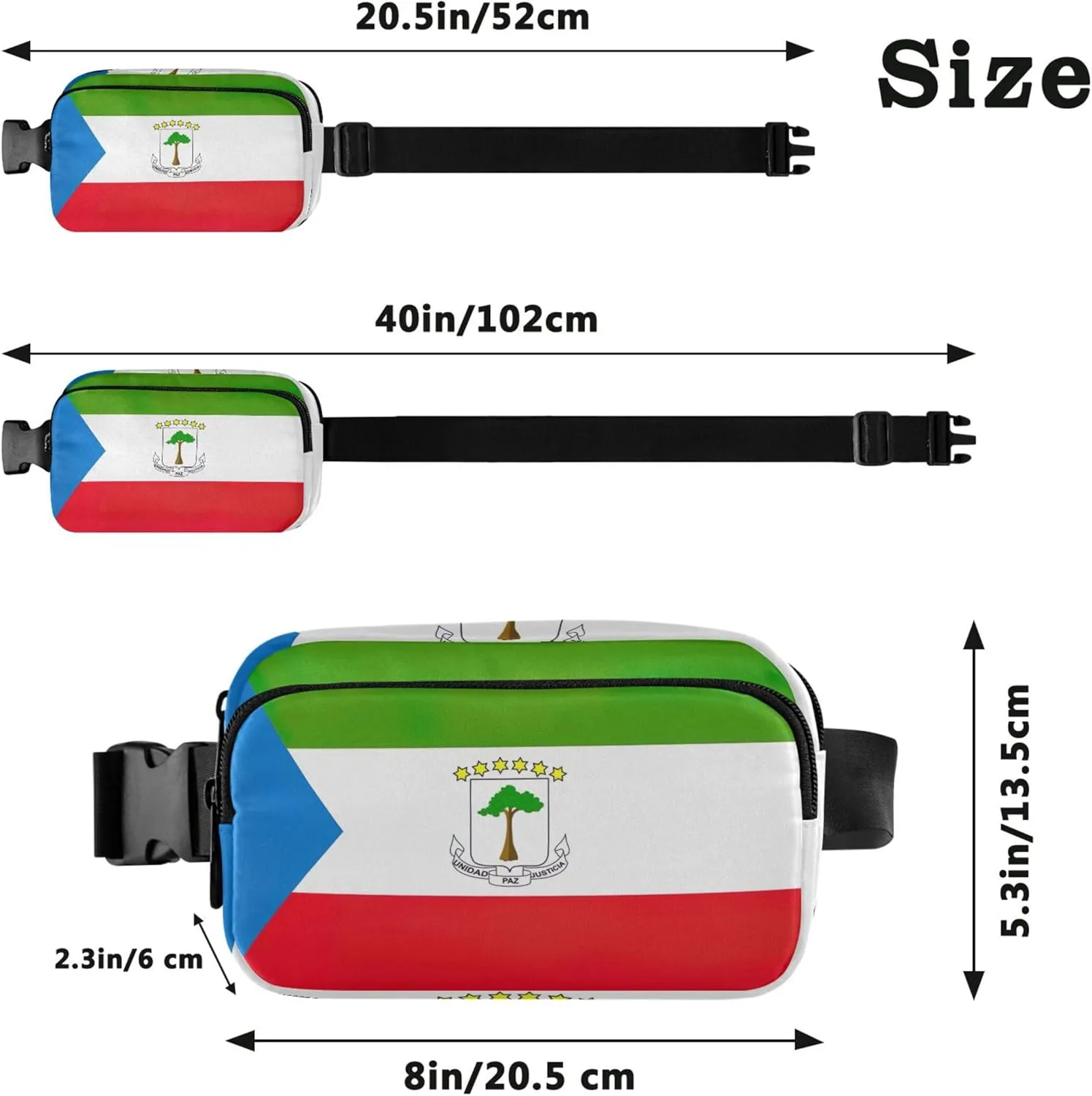 Equatorial Guinea Flag National Womens Fanny Pack Waterproof Hip Bag Belt Purse Cute Waist Pack for Women