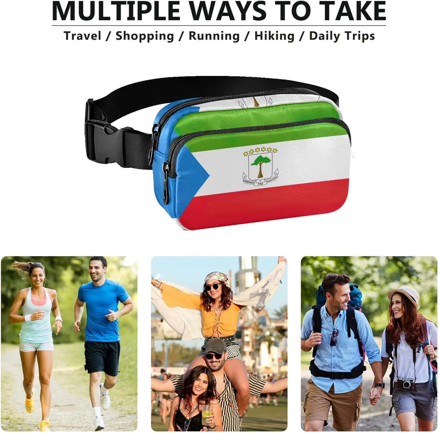 Equatorial Guinea Flag National Womens Fanny Pack Waterproof Hip Bag Belt Purse Cute Waist Pack for Women