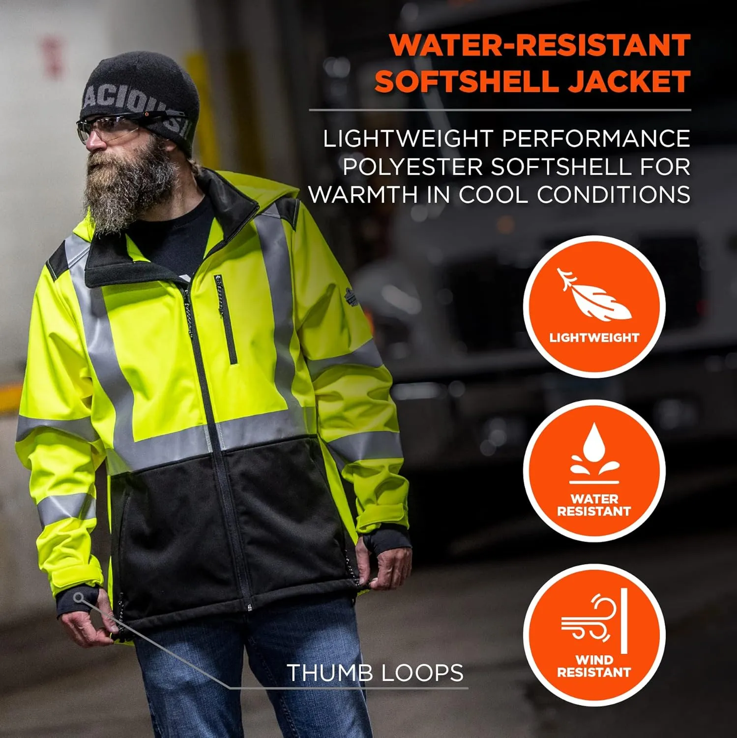 Ergodyne Unisex Hi-Vis Softshell Water-Resistant Jacket, Lime, X-Large US