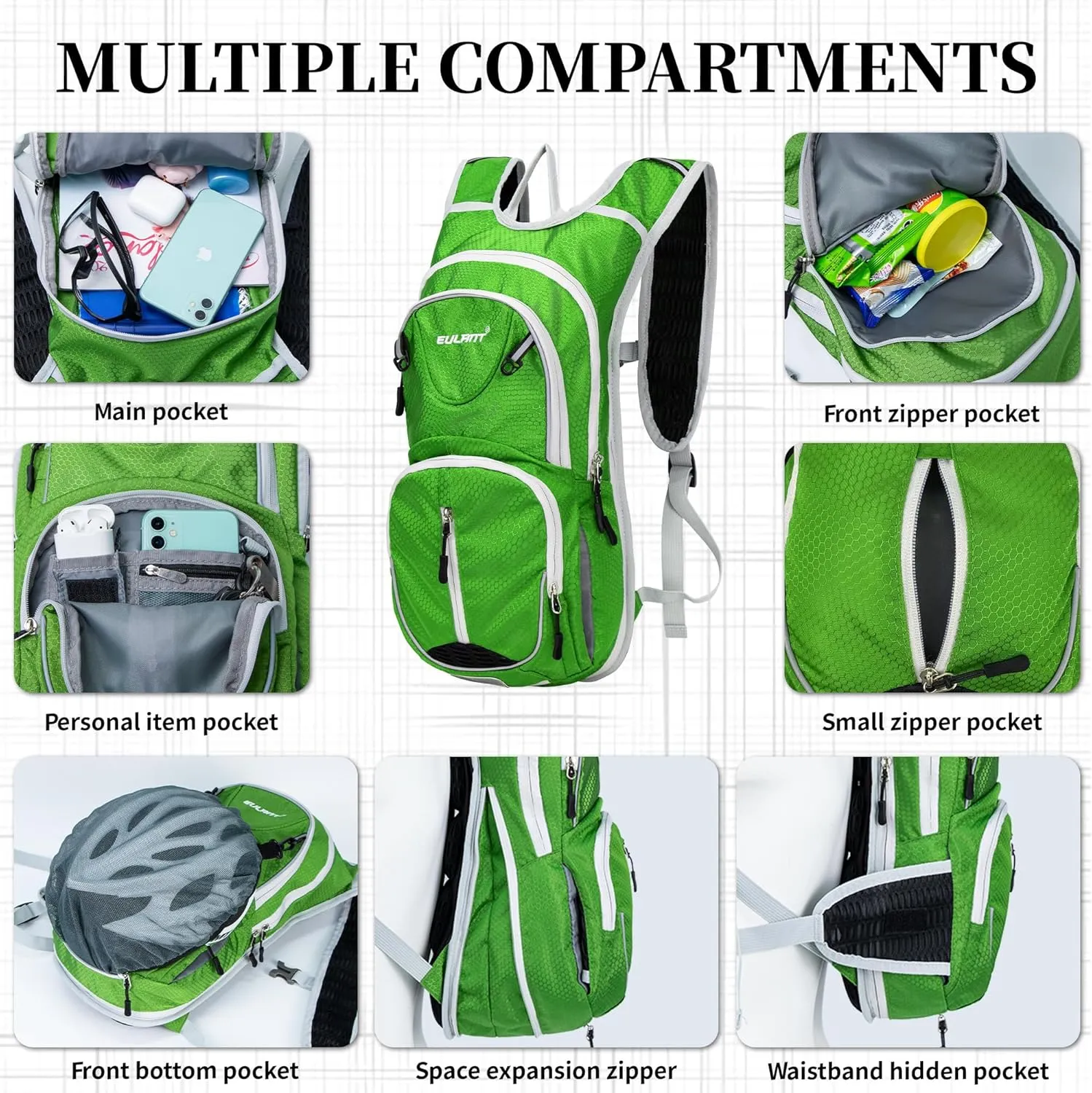 EULANT Running Backpack, Small Waterproof Daypack for Hiking Cycling Camping Walking Jogging, Water Backpack for Women Men