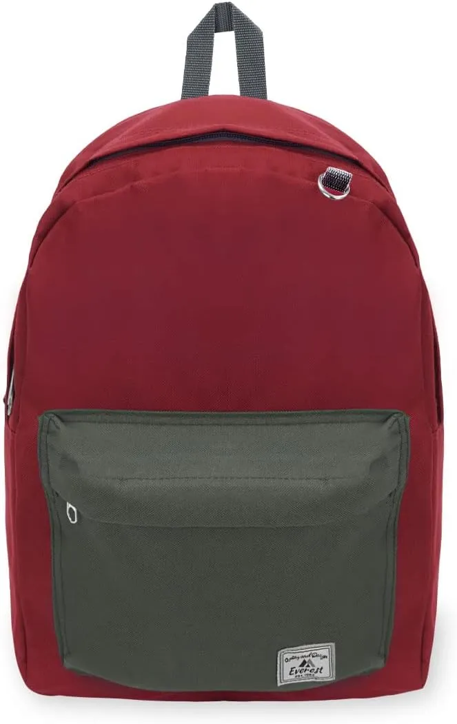 Everest Classic Color Block Backpack, Burgundy/Charcoal, One Size