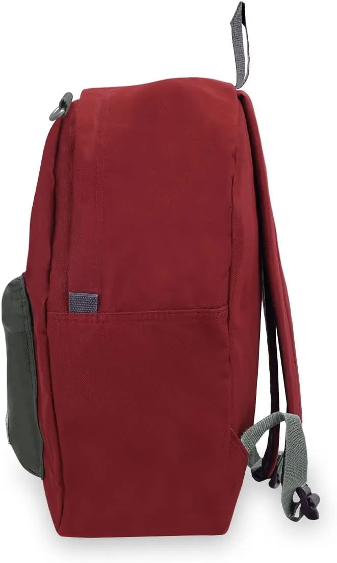 Everest Classic Color Block Backpack, Burgundy/Charcoal, One Size