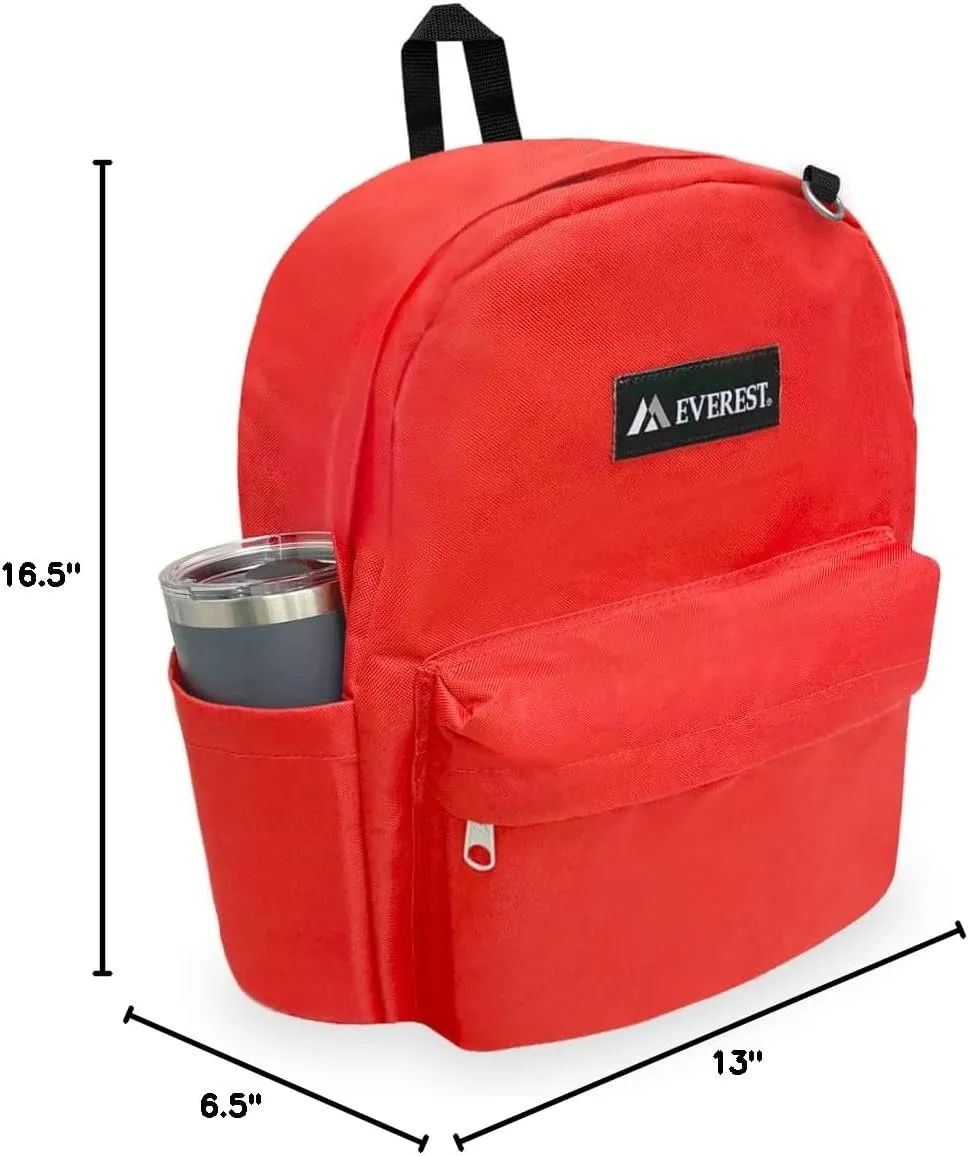 Everest Classic Laptop Backpack W/Side Pocket, Dark Gray, One Size