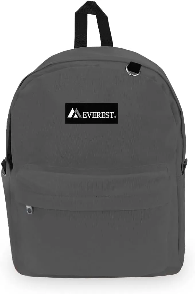 Everest Classic Laptop Backpack W/Side Pocket, Dark Gray, One Size