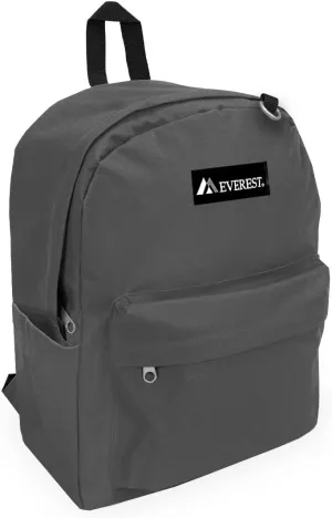 Everest Classic Laptop Backpack W/Side Pocket, Dark Gray, One Size
