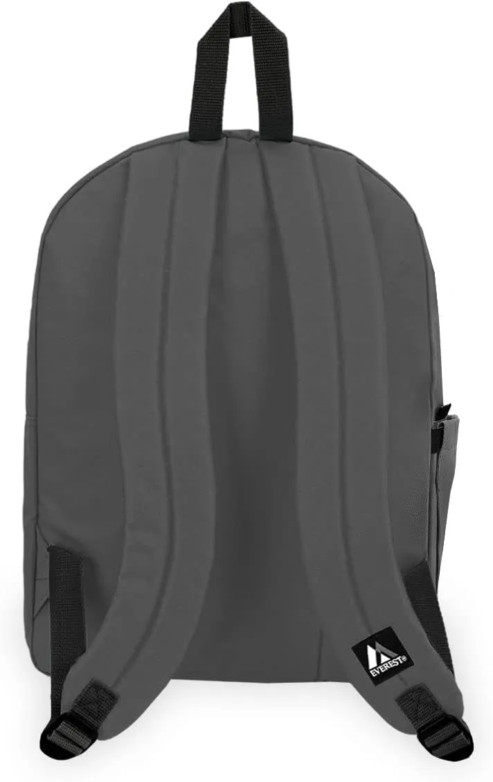 Everest Classic Laptop Backpack W/Side Pocket, Dark Gray, One Size