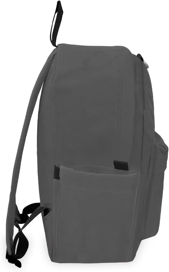 Everest Classic Laptop Backpack W/Side Pocket, Dark Gray, One Size