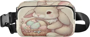 Exnundod Fanny Packs for Women & Men Funny Bunny Rabbit, Waist Pack Easter Eggs Basket Crossbody Bags Belt Adjustable Strap for Running Hiking Workout