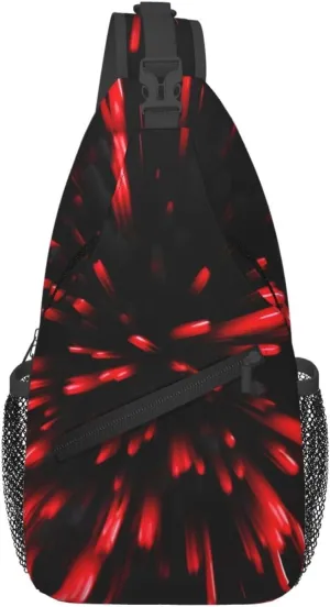 Explosion Burst Red And Black Print Crossbody Backpack Sling Bag Chest Bags Daypack For Sport Running Hiking Women Men Unisex