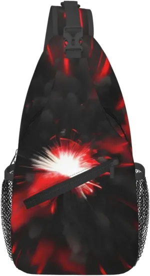 Explosion Burst Red Black Print Crossbody Backpack Sling Bag Chest Bags Daypack For Sport Running Hiking Women Men Unisex