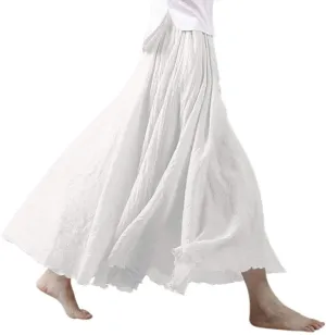 Ezcosplay Women Bohemian Beach A-Line Dress Double Layer Elastic Waist Long Maxi Skirt