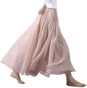 Ezcosplay Women Bohemian Beach A-Line Dress Double Layer Elastic Waist Long Maxi Skirt