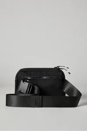 Fabletics The Big Belt Bag, Quick Dry, Zip Pockets, Hidden Pockets, Reflective, Black, OS