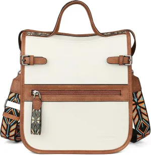 FADEON Crossbody Bags Purses for Women Designer Cross Body Shoulder Bag Purse PU Leather Top Handle Handbag Wide Strap