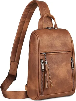FADEON Sling Bag for Women Crossbody Purse Sling Bags, Designer Sling Purses Medium Travel Multi-Pocket Sling Backpack