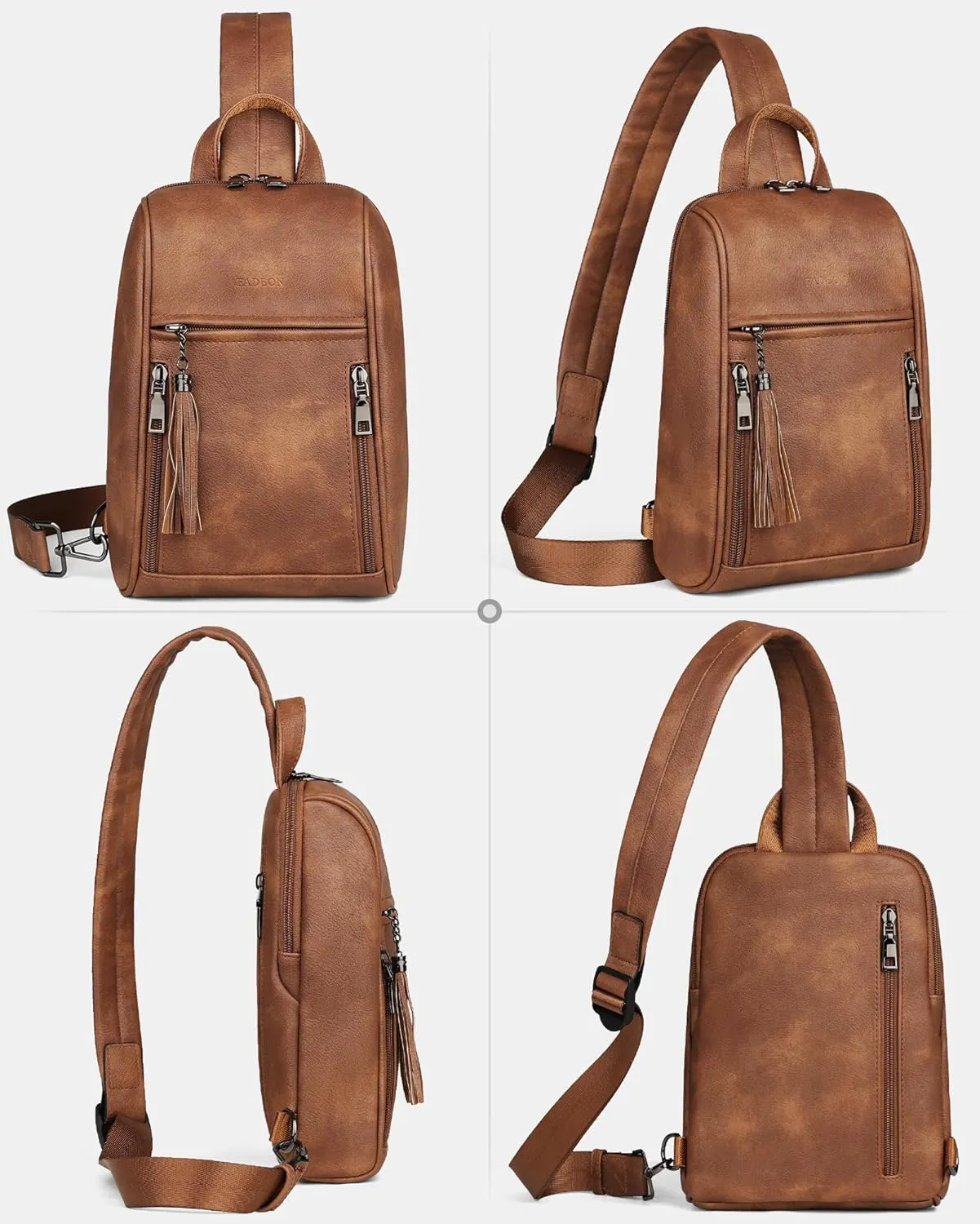 FADEON Sling Bag for Women Crossbody Purse Sling Bags, Designer Sling Purses Medium Travel Multi-Pocket Sling Backpack