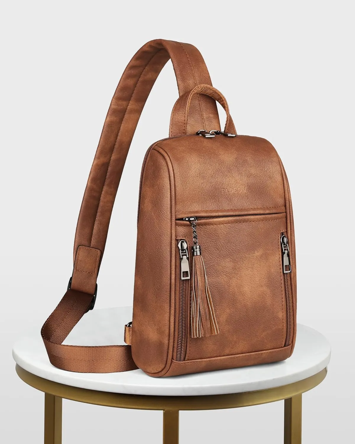 FADEON Sling Bag for Women Crossbody Purse Sling Bags, Designer Sling Purses Medium Travel Multi-Pocket Sling Backpack