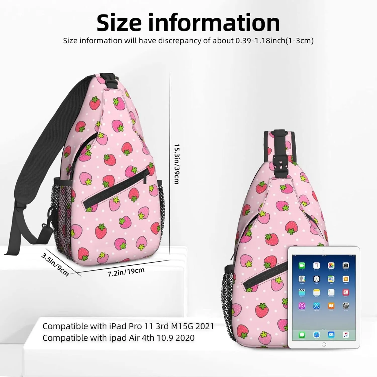 Famame Cute Strawberry Pink Sling Backpack Chest Bag Crossbody Shoulder Bag Gym Cycling Travel Hiking Daypack For Men Women Multicolor 16