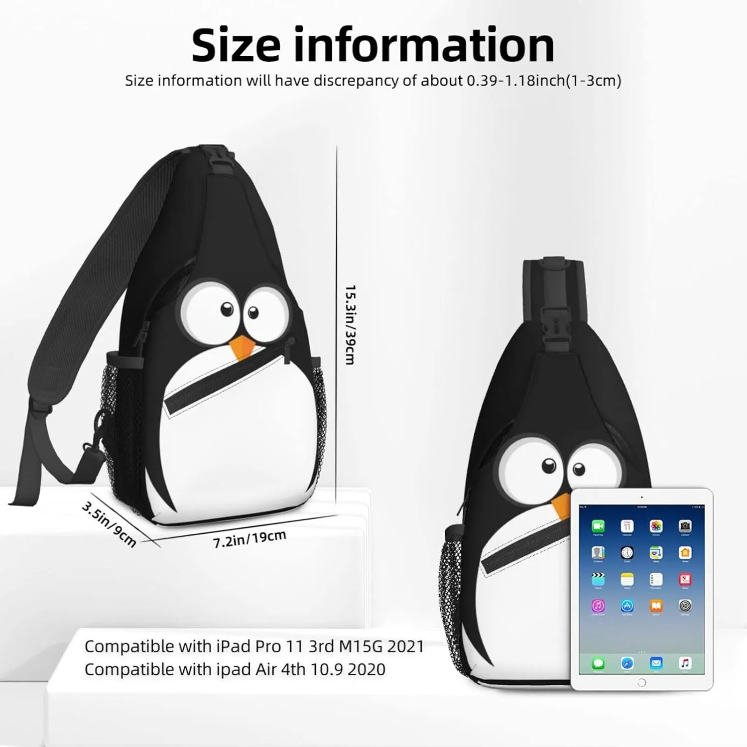 Famame Funny Penguin Face Sling Backpack Chest Bag Crossbody Shoulder Bag Gym Cycling Travel Hiking Daypack For Men Women