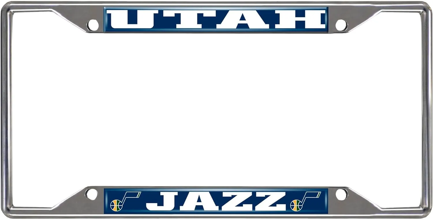 FANMATS 14937 Utah Jazz Chrome Metal License Plate Frame, Team Colors, 6.25in x 12.25in
