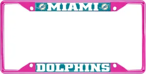 FANMATS 43448 NFL - Miami Dolphins License Plate Frame - Pink – Easy Installation on Truck, SUV, Car - Ideal Gift for Die Hard NFL Fan