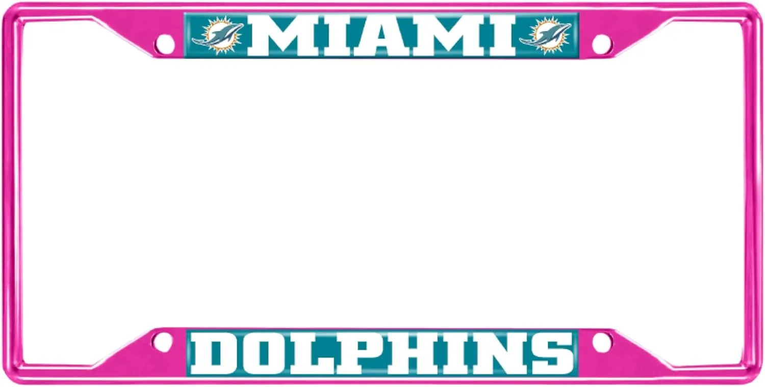 FANMATS 43448 NFL - Miami Dolphins License Plate Frame - Pink – Easy Installation on Truck, SUV, Car - Ideal Gift for Die Hard NFL Fan