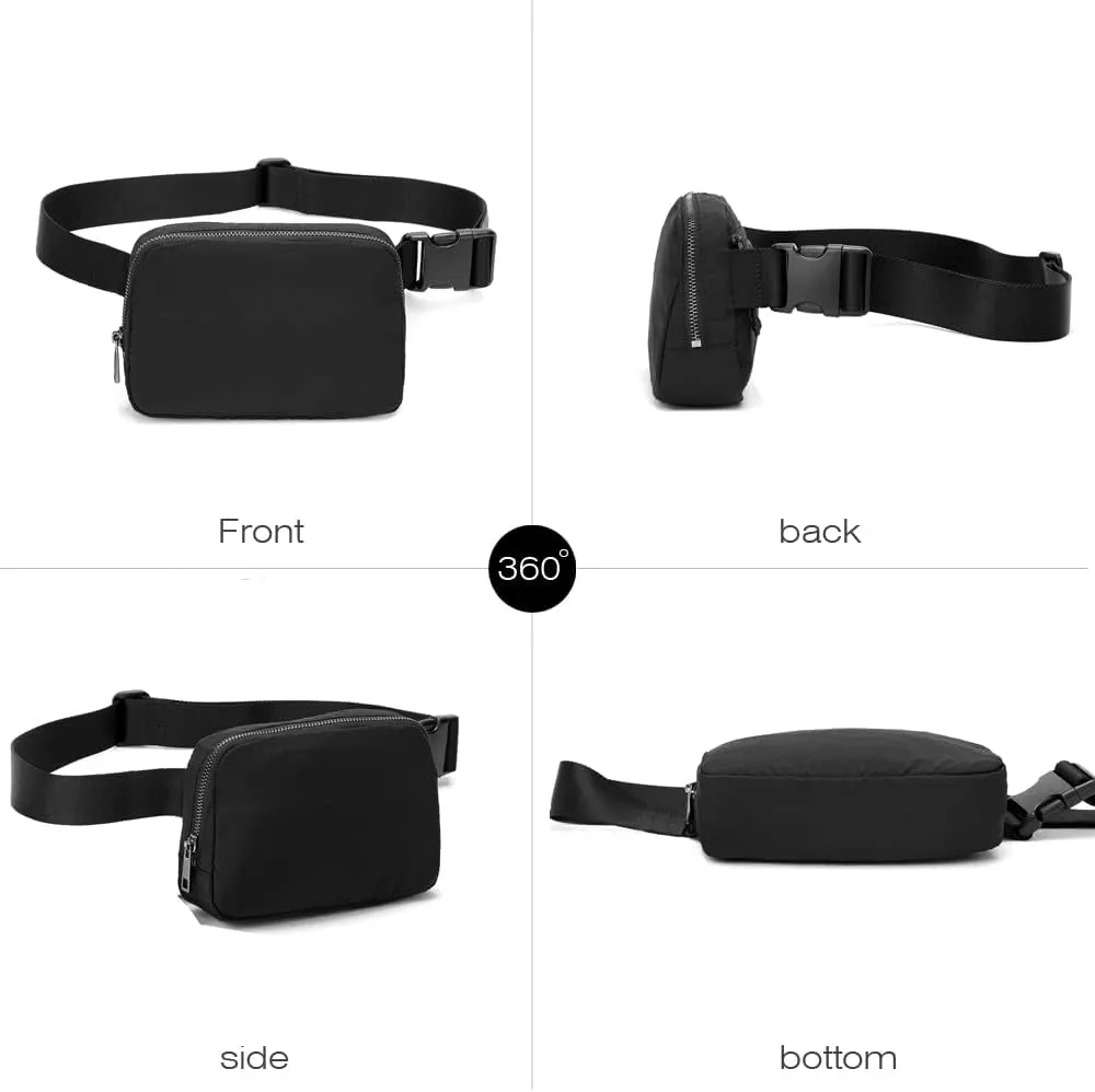 Fanny Belt Bag Waist Pack Crossbody Bags Bum Bag for Running Hiking Travel Workout Adjustable Strap for Women -black