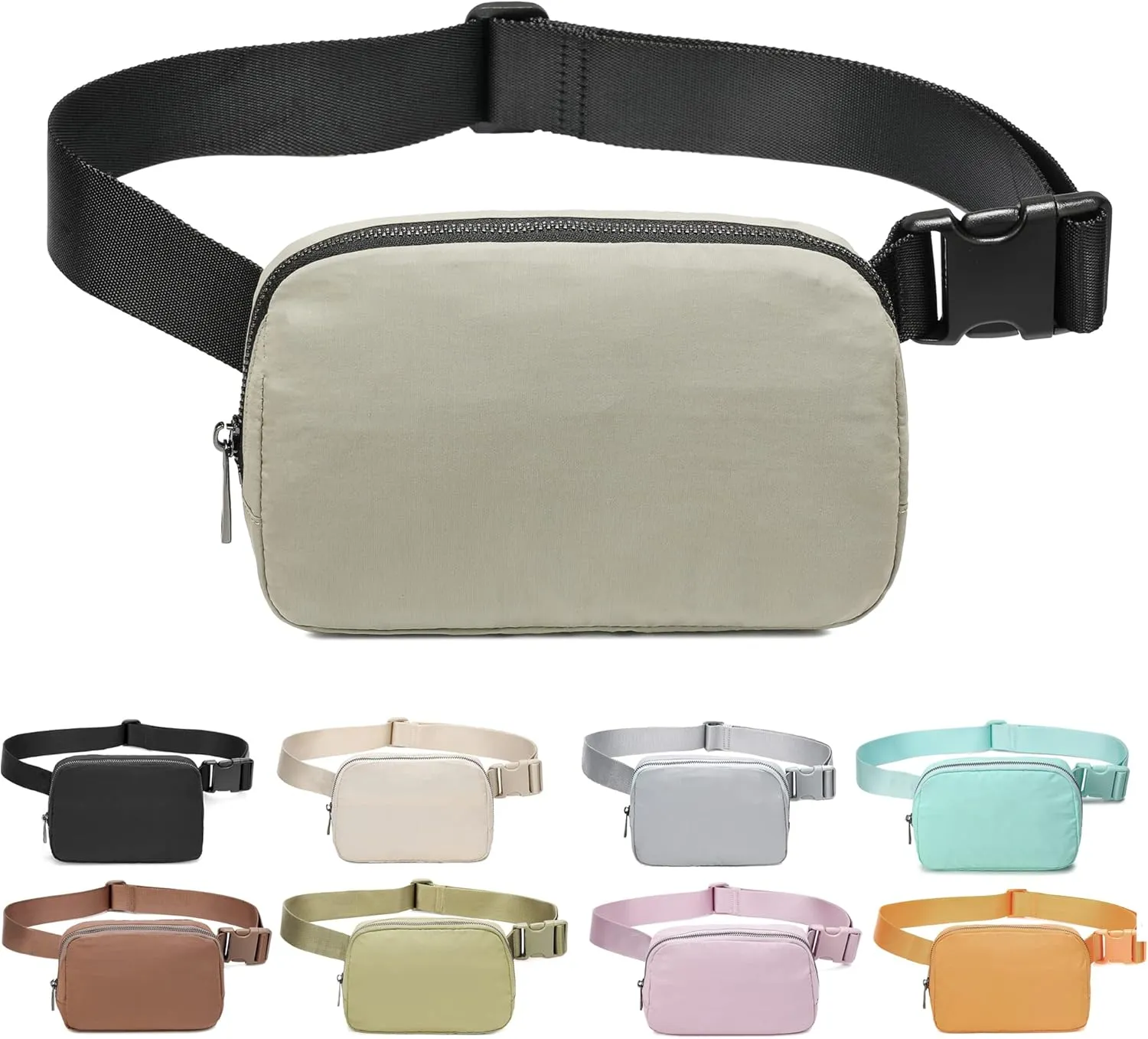 Fanny Belt Bag Waist Pack Crossbody Bags Bum Bag for Running Hiking Travel Workout Adjustable Strap for Women-Khaki