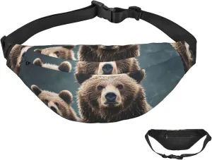 Fanny Pack Belt Bag for Women Men Waterproof Waist Pack Evil Skull Waist Bag with Adjustable Strap, Encounter Animal Bear, One Size