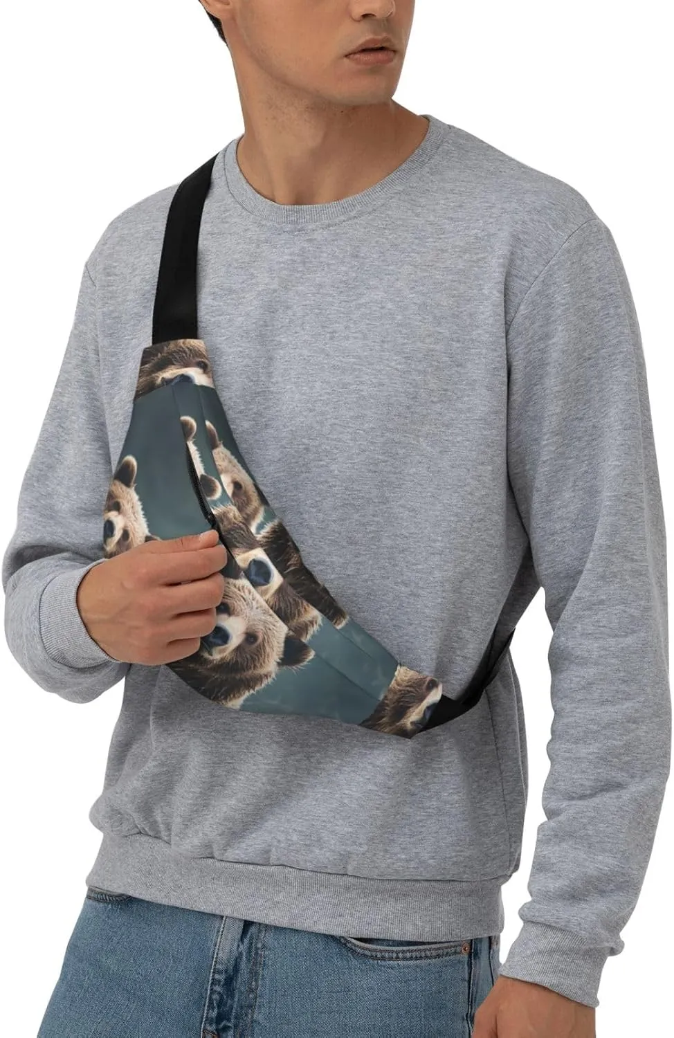 Fanny Pack Belt Bag for Women Men Waterproof Waist Pack Evil Skull Waist Bag with Adjustable Strap, Encounter Animal Bear, One Size