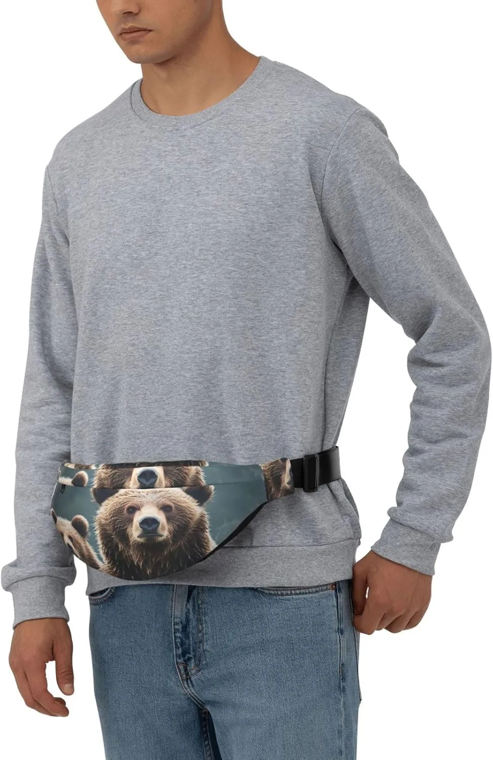 Fanny Pack Belt Bag for Women Men Waterproof Waist Pack Evil Skull Waist Bag with Adjustable Strap, Encounter Animal Bear, One Size
