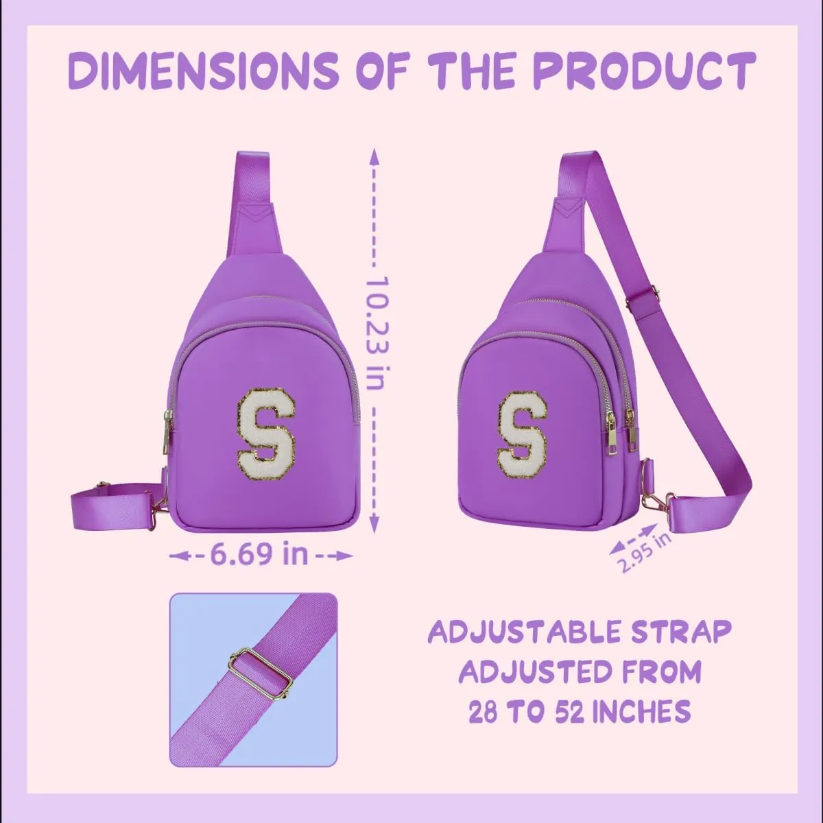 Fanny Pack Birthday Gifts for 8 9 10 11 12 13 14 Year Old Girl, Small Initial Sling Belt Bag Crossbody Bags for Girls Women Purple S