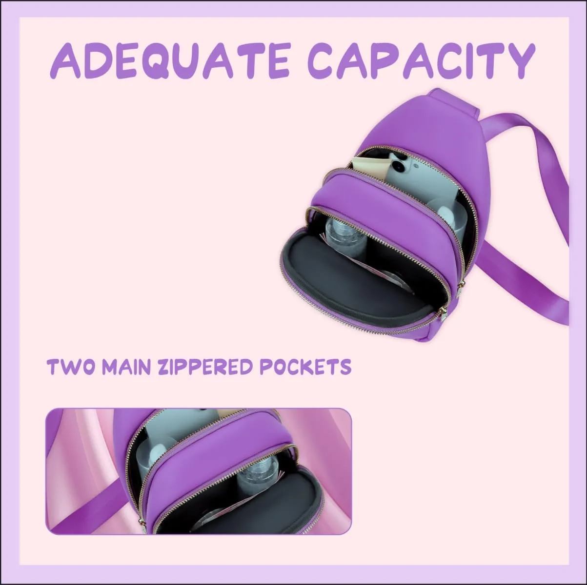 Fanny Pack Birthday Gifts for 8 9 10 11 12 13 14 Year Old Girl, Small Initial Sling Belt Bag Crossbody Bags for Girls Women Purple S