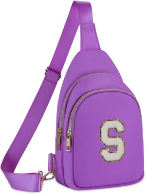 Fanny Pack Birthday Gifts for 8 9 10 11 12 13 14 Year Old Girl, Small Initial Sling Belt Bag Crossbody Bags for Girls Women Purple S
